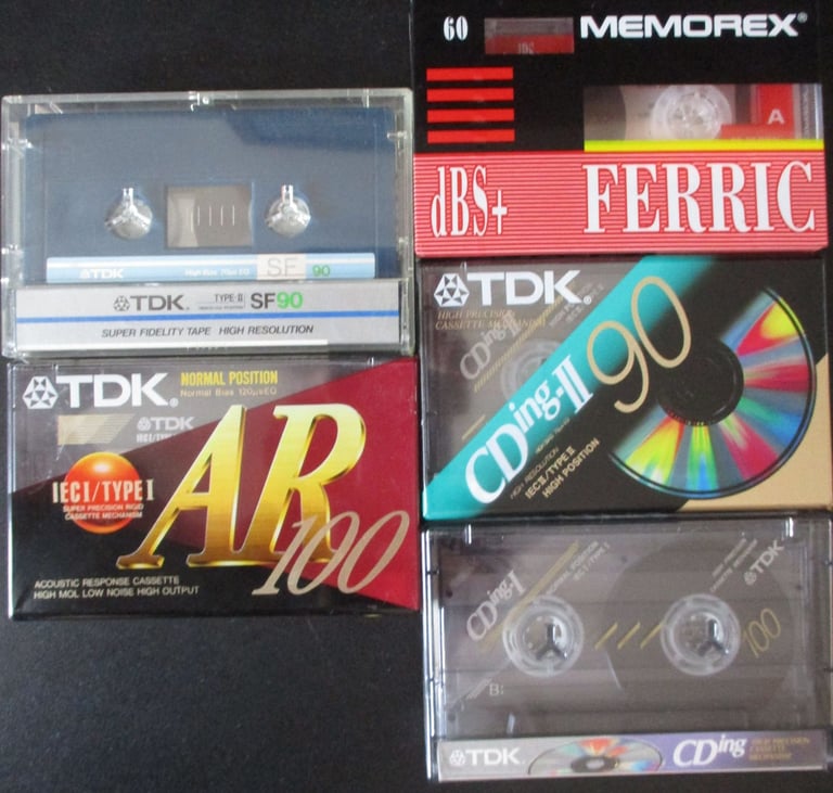 image for 5 x New TDK + Memorex Audio Cassettes - SF90 AR100 CD-ing II DBS+ 60