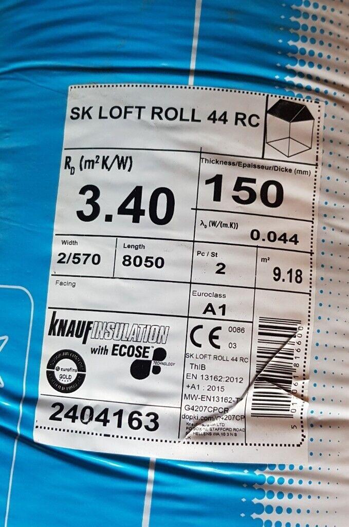 Insulations Knauf Earthwool Loft Roll Insulation  - 150mm -9.2SQM
