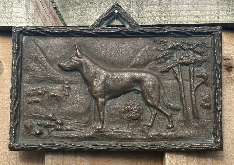 image for ANTIQUE BRONZE GERMAN SHEPHERD DOG PLAQUE SCULPTURE 17x10cm, 1900s FRITZ DILLER? - WILL POST!