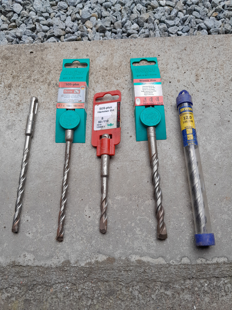 SDS Masonry Drill Bits 2x7mm, 8mm, 10mm, 12mm NEW and UNUSED