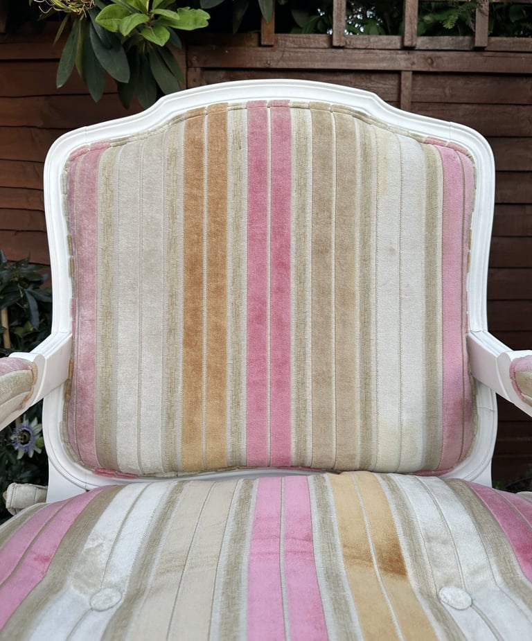 Elegant French Louis XVI Style Fabric Armchair - Great Condition
