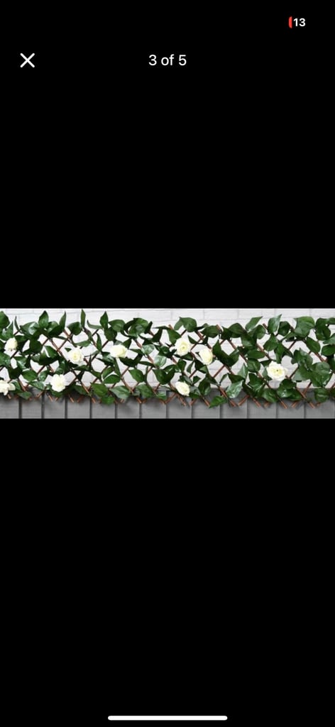 Expanding Artificial Rose & Leaf Trellis 180 x 30cm.