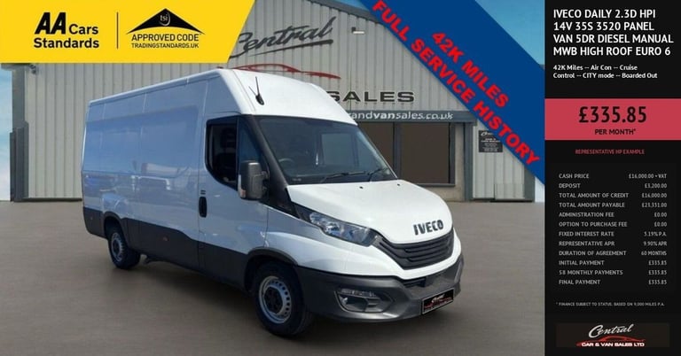 2023 Iveco Daily 2.3D HPI 14V 35S 3520 Panel Van 5dr Diesel Manual MWB High Roof Euro 6 (s/s PANE...
