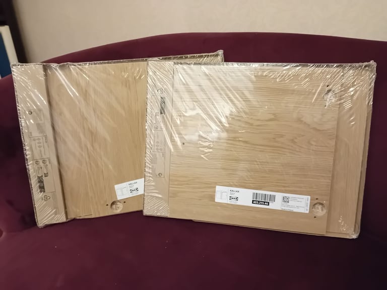 image for 2 x Ikea Kallax oak coloured insert with door. Brand new & sealed 