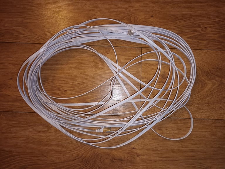 image for Flat Cat7 RJ45 Ethernet cable wire - 20m 20 metres - Jonifun