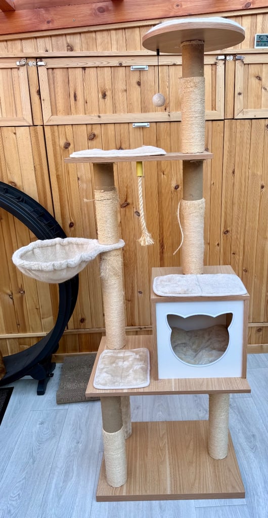 Modern cat tree needing sisal replaced but reflected in price - otherwise excellent condition 