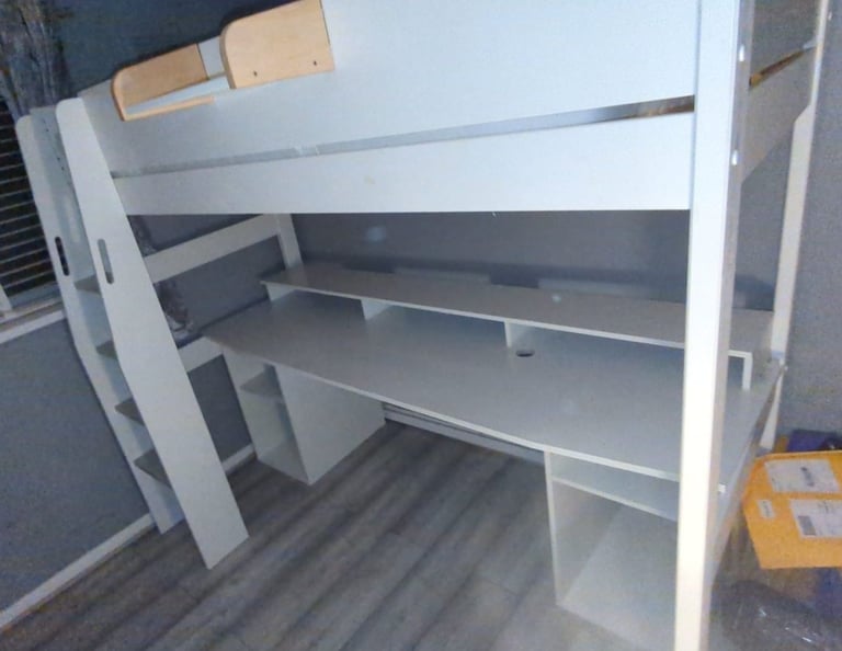 image for Single gaming bed high sleeper white 