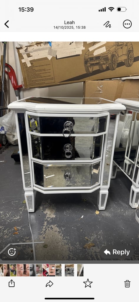 image for Glass and white wood bedside unit 