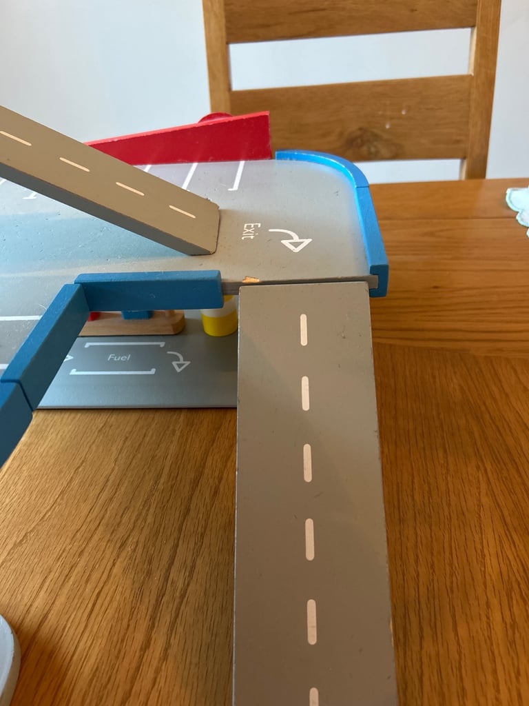 Toy wooden car park used 