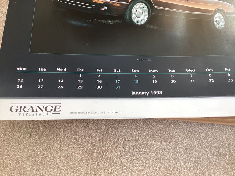 Choice of 6 Vintage Jaguar/Daimler Calendars,1992,1993,1995,1996,1997,1998.