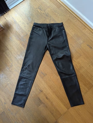 Men's ZARA 100% Leather Trousers Skinny 29 W Black pants S