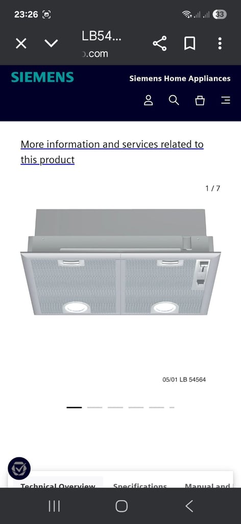 image for BRAND NEW SIEMENS LB54564GB CANOPY COOKER HOOD BOXED BOUGHT BUT NEVER USED rrp £249.99 selling £50