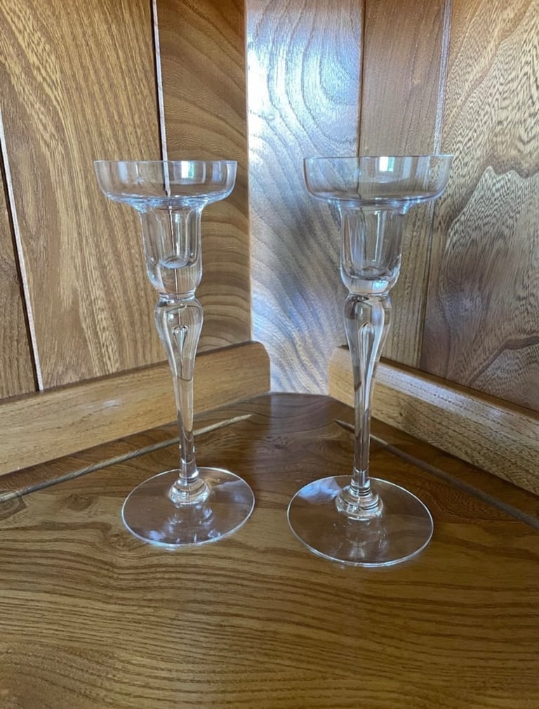 A Pair of DARTINGTON Handmade Glass Candlesticks VGC - collect from Gosport only