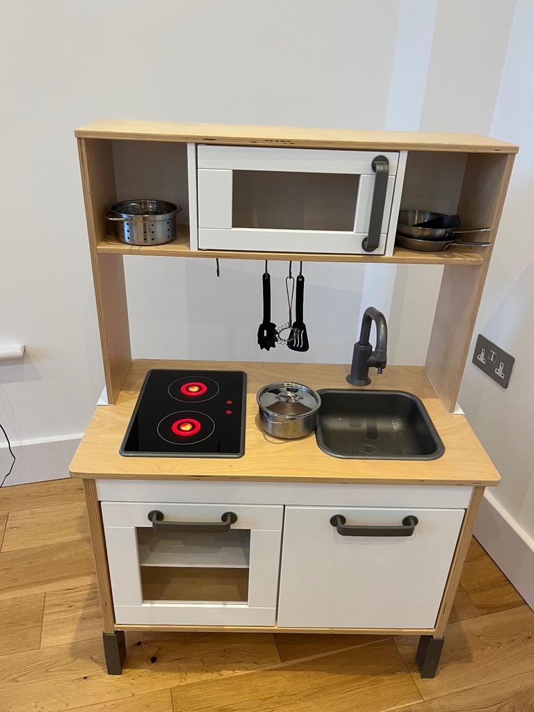 image for IKEA DUGTIK LIGHT UP PLAY KITCHEN WITH POTS AND PANS SET