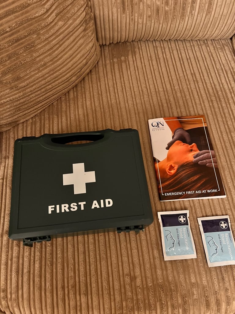 image for Emergency First Aid Kit, booklet and 2 resuscitation shields