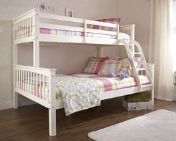 wooden bunk bed white