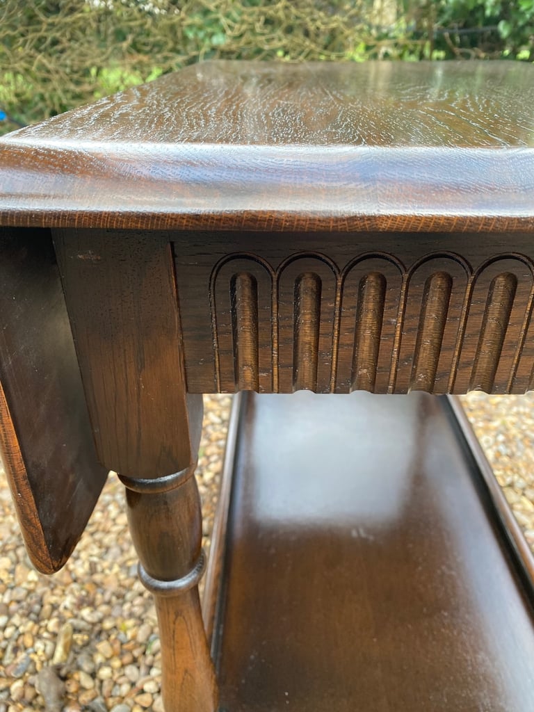 Vintage Dark Oak Small Drop Leaf Table