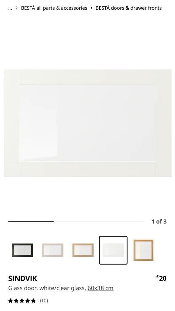 SINDVIK Ikea White/Clear glass door for BESTA (LIKE NEW!)