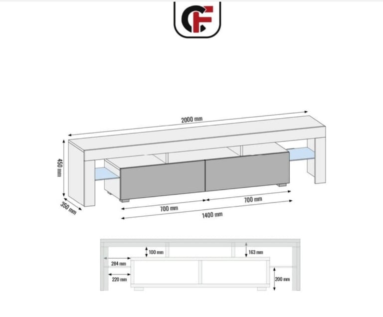 Nova Tv Cabinet 200cm - Dark Oak