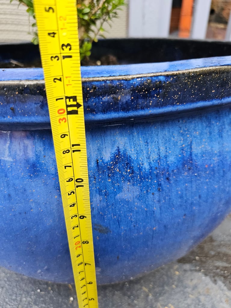 Extra Large Vibrant Blue Glazed Ceramic Pots