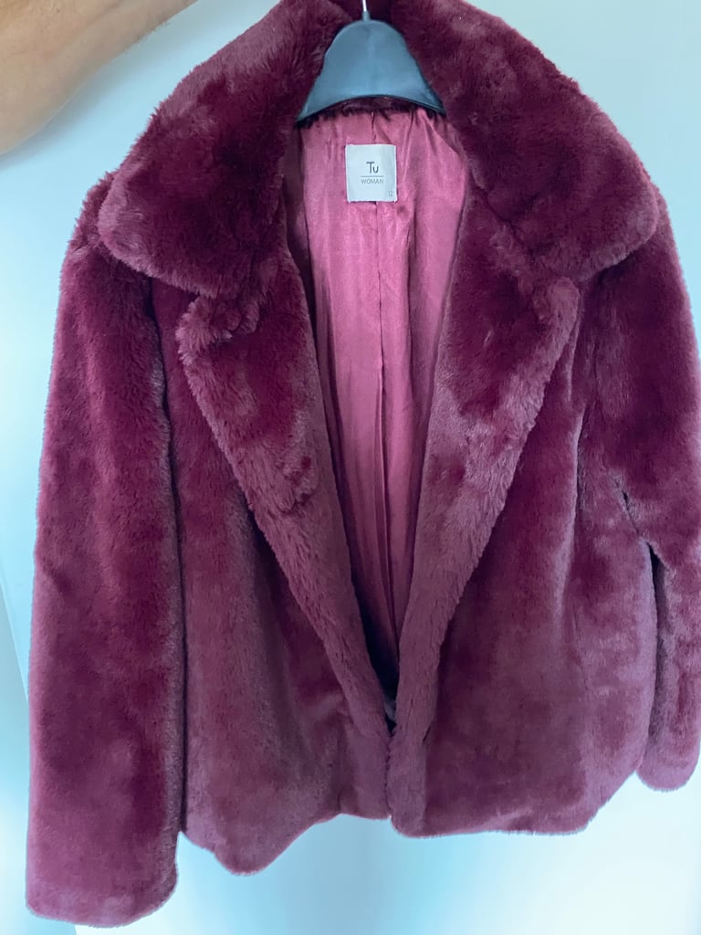 Ladies polyester furry plum jacket 