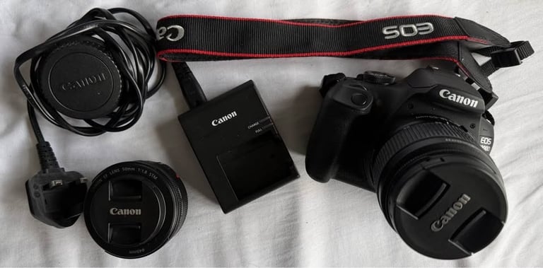 Canon EOS 2000D DSLR Camera Bundle - 18-55mm & 50mm STM Lenses + Bag + Charger