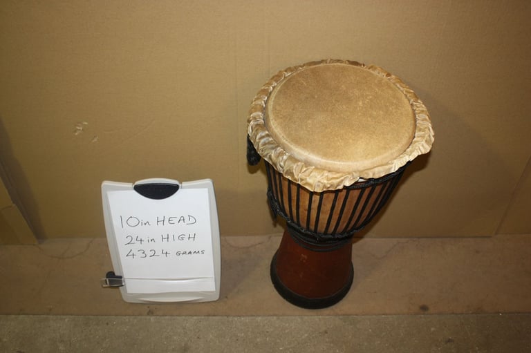African Wooden Djembe Drum 10in Head x 24in High ~ Weight 4324 Grams ~ £75 ono