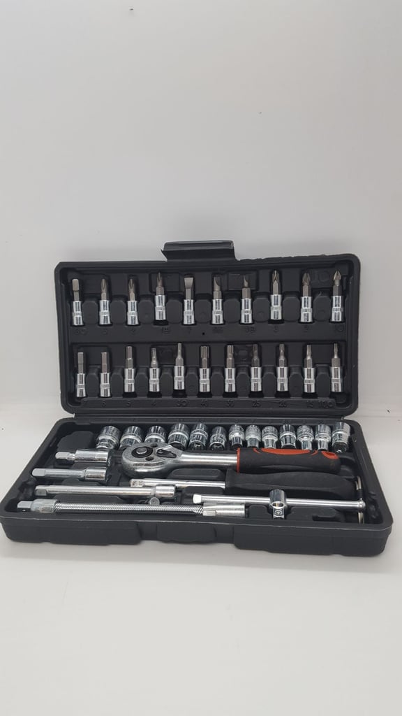 image for 46 Pcs Drive Socket Ratchet Wrench Set & Case Socket Set Car Repair Home Maintenance
