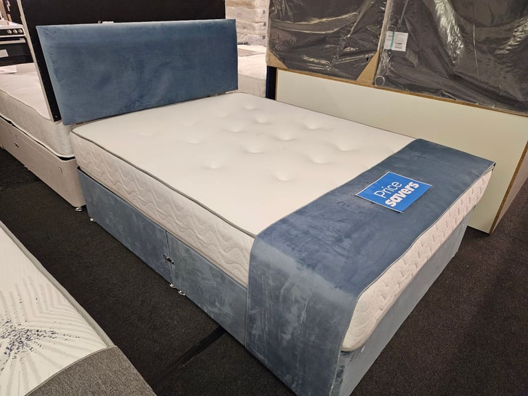 4ft6 Double Non-Storage Divan Base & Headboard With Mattress 