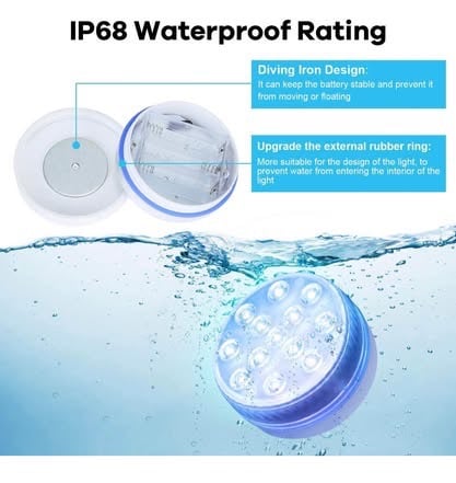 Pond Lights with 4 Powerful Magnets and Suction Cups（2 Pcs）Brand new 