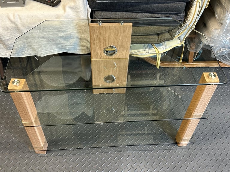 image for clear glass tv stand