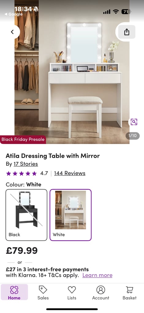 image for Vanity table with mirror 
