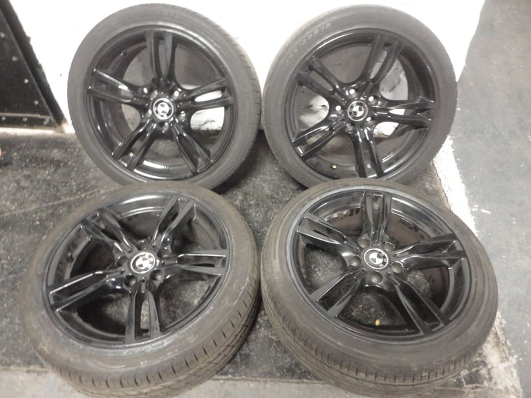 BMW M SPORT 18 INCH ALLOY WHEELS 5x120 BMW BLACK ALLOY WHEELS