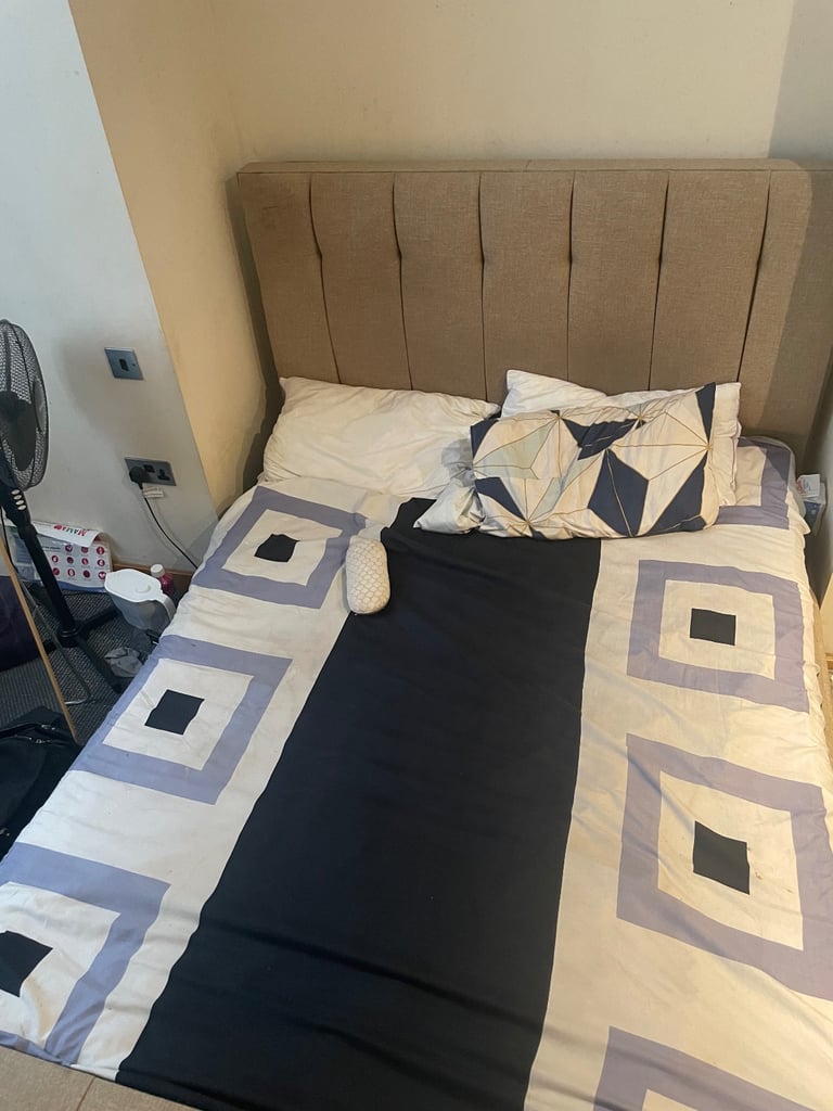 image for King size bed frame and mattress 