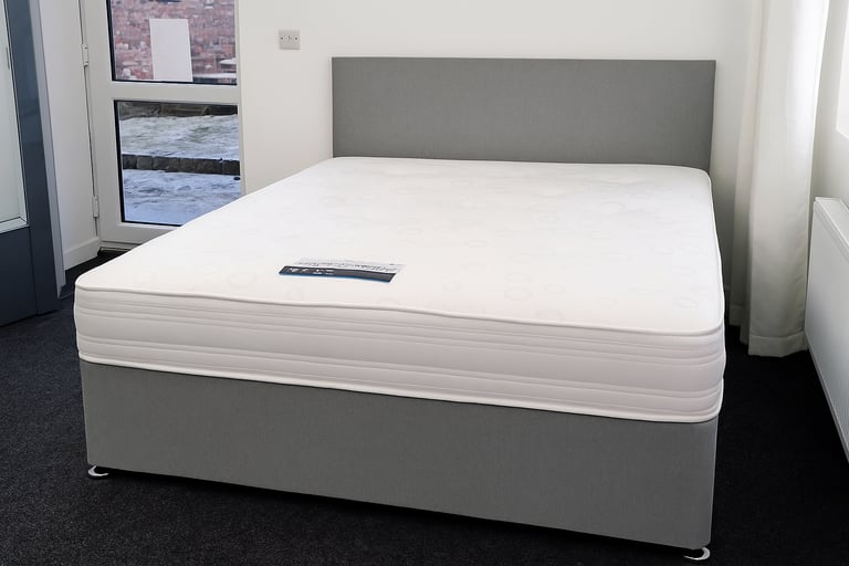 image for Elegant Divan Bed with High Headboard and Built-In Storage for Smart Living