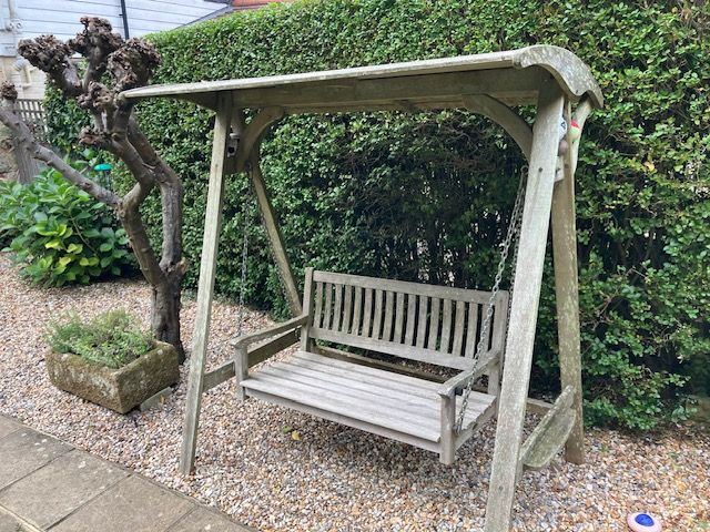 Teak three seater swing seat