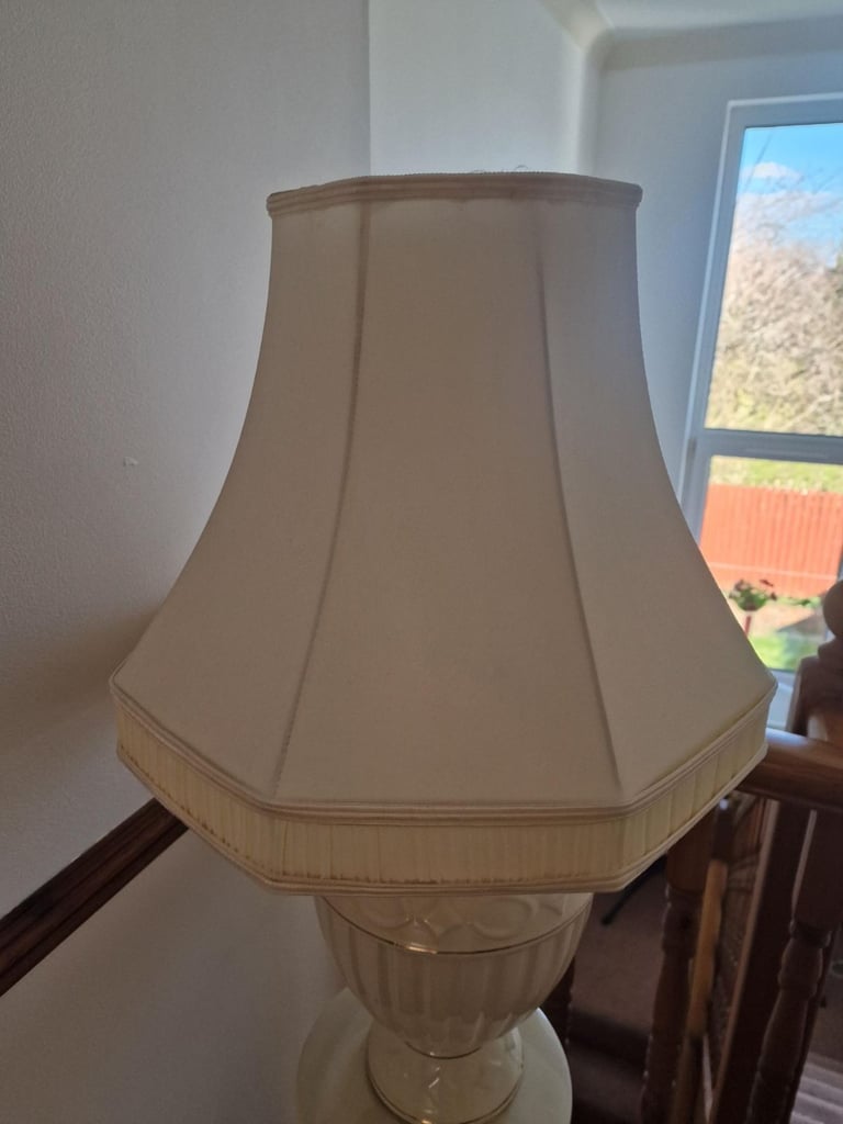 tall ceramic lamp with shade cream gold elegant 