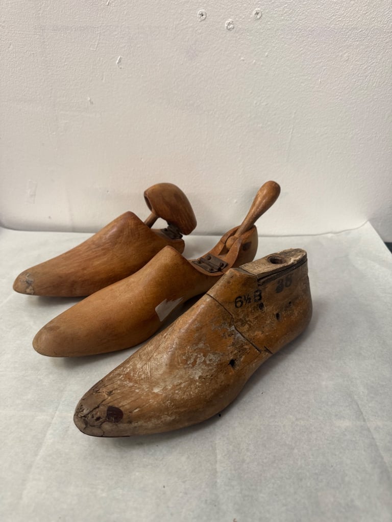 3 antique wooden shoe lasts shoe making cobler cordwainer designer vintage 