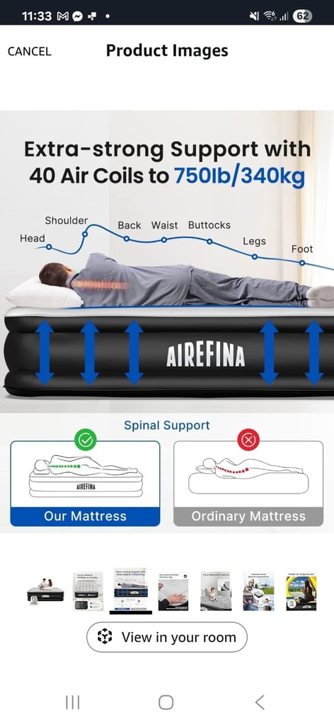 Airefina King Inflatable Air Mattress