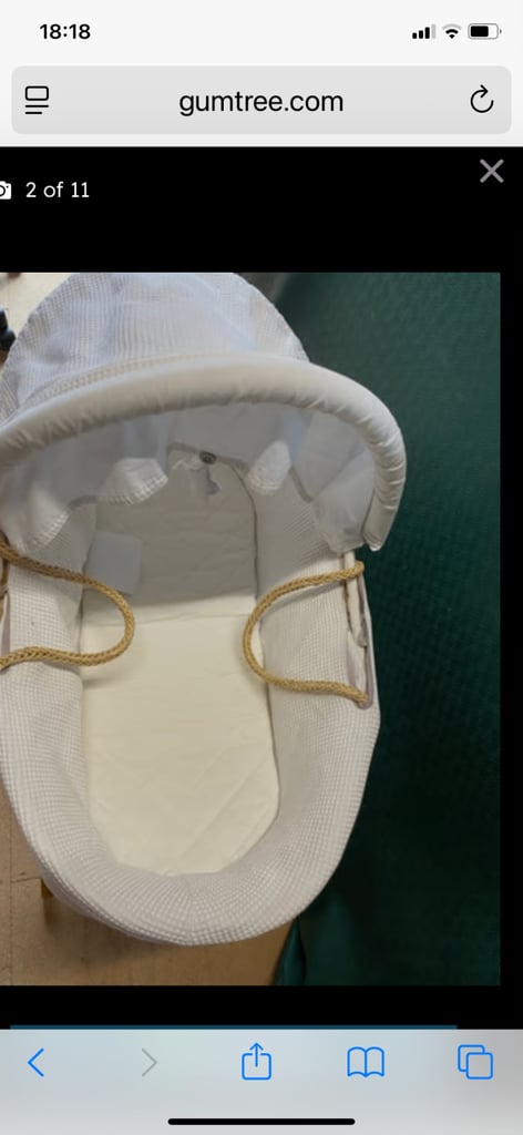 Baby Moses basket with wooden stand, bouncy chair & baby bath 