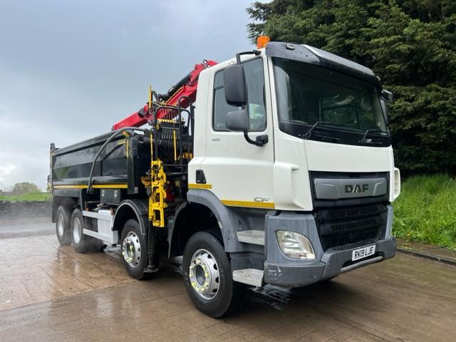 2019 19 DAF CF 450 E6 8X4 steel tipper Epsilon M125L crane & grab weigher Waker
