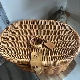  Harrods Oval Hinge Lidded Wicker Basket