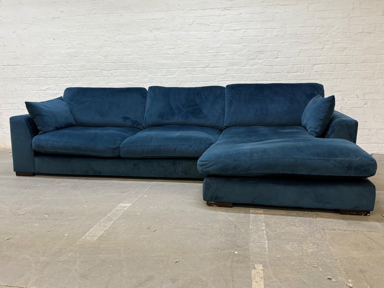 DFS Plush Velvet Corner Sofa with Matching Footstool RRP £1699