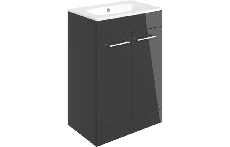 New Anthracite Volta Floor Standing 2 Door Basin Unit 610mm RRP £315 Our Price £200