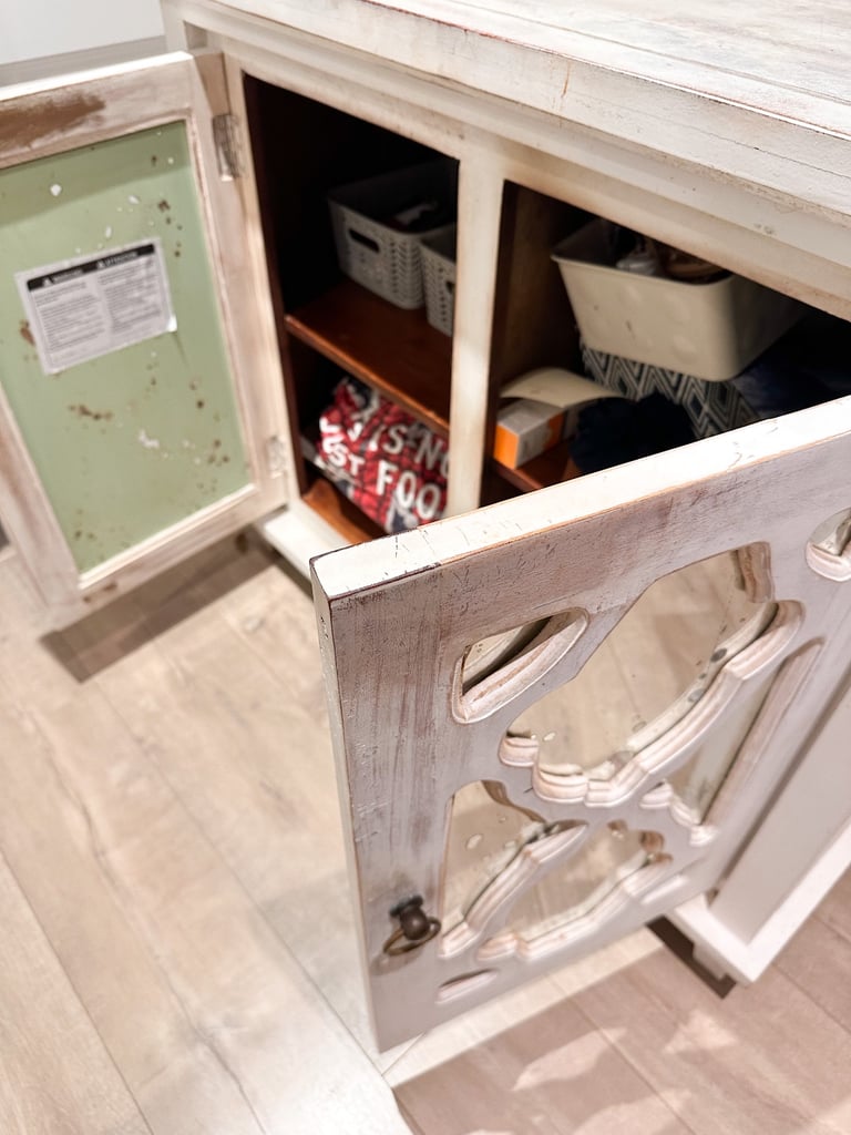 Solid wood rustic console table, storage cabinet 
