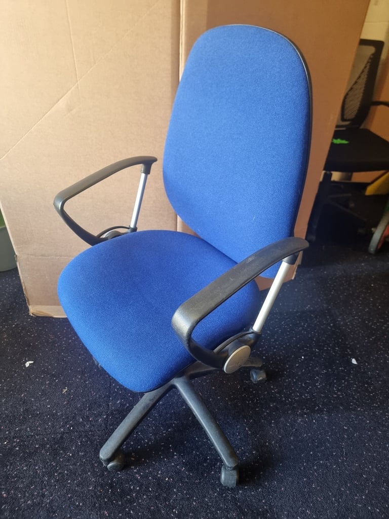 Large Blue Adjustable Office Swivel Desk Chair With Arms Good Quality 