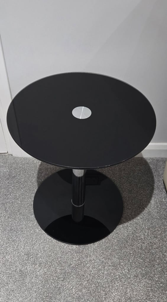 Pair of Matching Black Glass Side Tables 