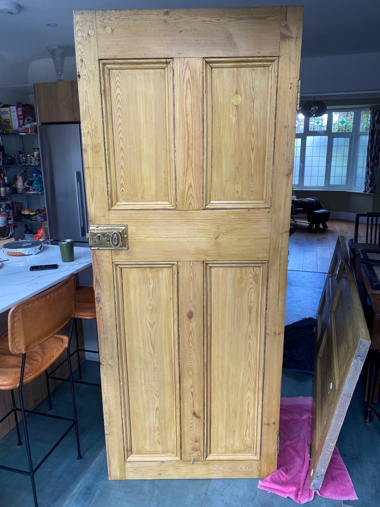 image for 2 Original Victorian four panel- pine doors Stripped & Stained