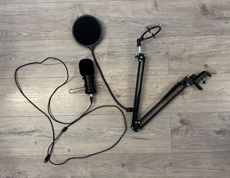 image for USB Condenser Microphone Kit w/ Scissor Boom Arm Stand, Shock Mount & Pop Filter