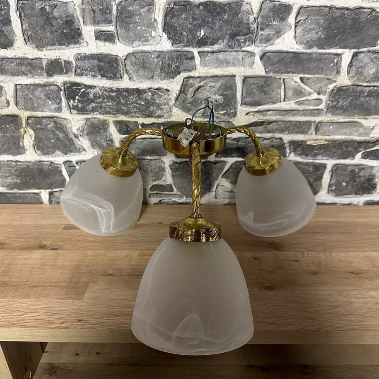 3-Light Brass & Frosted Glass Ceiling Light